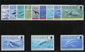 Falkland Islands Deps 1994 QEII Whales & Dolphins set complete VFU. SG 231-242.