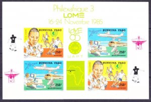 1985 Burkina Faso 1073b-1074b/VBb Satellite, Transport, Soccer 40,00 €