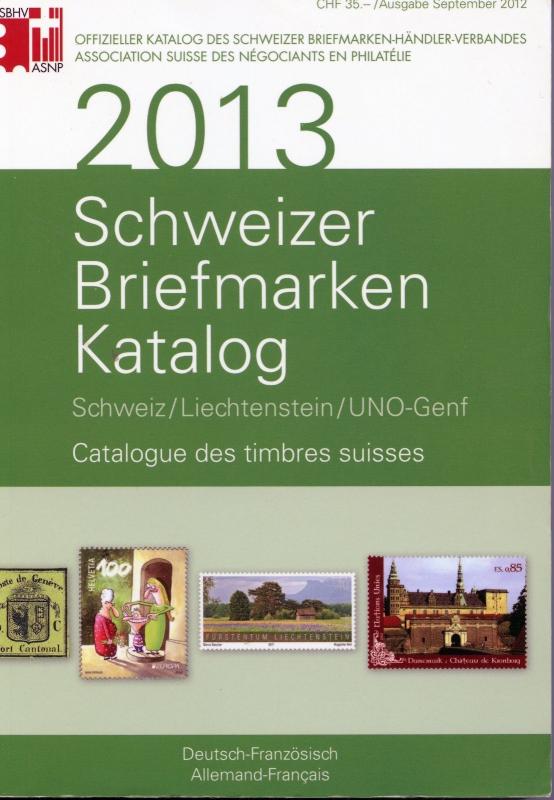 2013 Schweizer Briefmarken Katalog of Switzerland and Liechtenstein, 942 pages