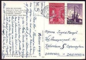 VATICAN 1960 40Lire rate postcard to Denmark