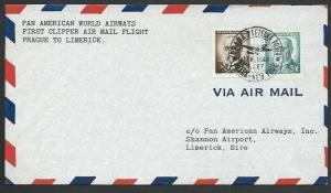 CZECHOSLOVAKIA 1946 PanAm first flight cover Prague to Limerick, Ireland...61272