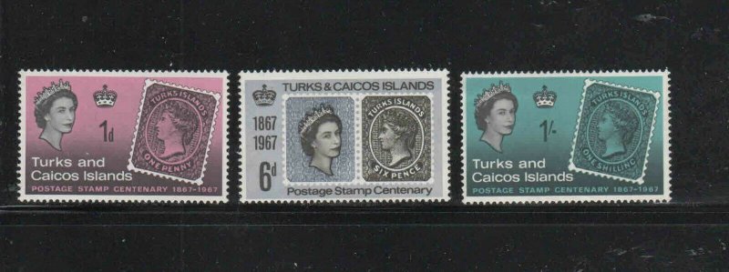 TURKS & CAICOS ISLANDS #172-174  1967 TURKS ISLAND STAMP CENTARY  MINT VF NH O.G