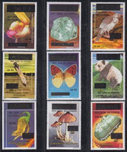 Zaire MNH  SC 1545-53  Fauna & Flora Minerals  Insects Mushroom Panda