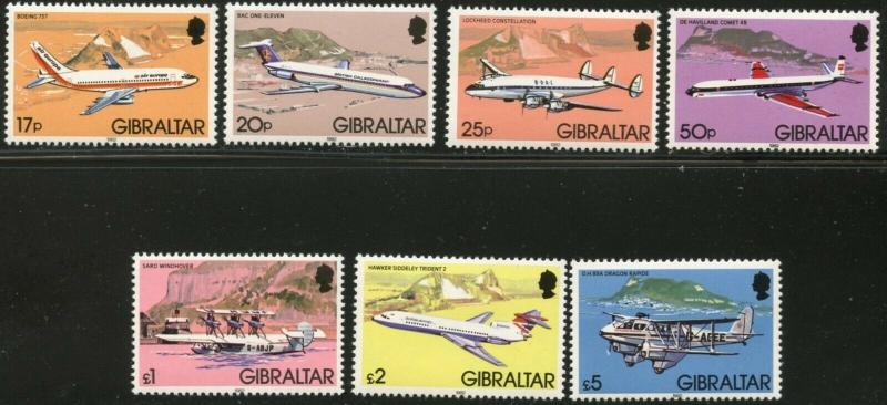 GIBRALTAR Sc#416-430 1982 Airplanes Mint NH Complete