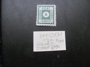 GERMANY 1946  MNH SIGNED STROH BPP SC 15N5 MI.  43c DRESDEN  SINGLE XF (100)