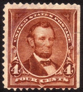 1898, US 4c, Abraham Lincoln, Used, tear, Sc 280b