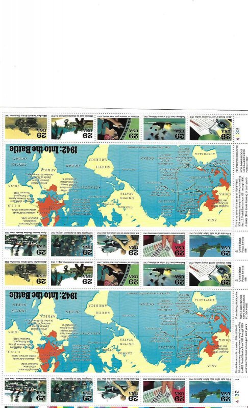 US Stamps/Sheet/Postage Sct #2697 WW II 1942 dbl sheet MNH F-VF OG  FV $5.80