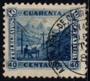 1893 Ecuador Revenue 40 Centavos Telegraph Tax Stamp