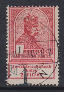 Hungary  #B15 used 1913  Franz Josef I wearing crown 1k