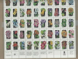 U S Full Sheet Of Mint Stamps Scott #2696a Wild Flowers 50 Different See Info