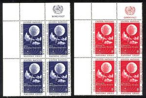 U.N NEW YORK #49-50  MINT VF NH INSCRIPTION BLOCK OF 4