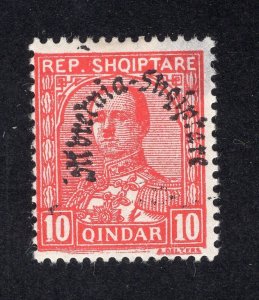 Albania 1928 10q rose red Overprint, Scott 230 MH, value = 40c