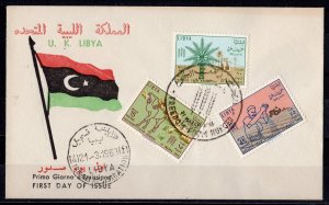 Libya 1963 Date Palm/Camel/Tractor FAO Set(3) FDC  Sc#234/236