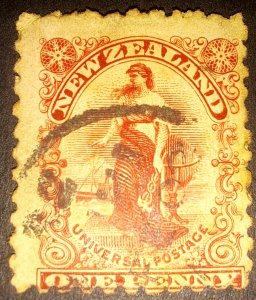 NEW ZEALAND; 1901 early Penny Post issue used P11, 1d