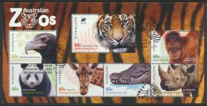 Australia   SC#  3783a  SG MS3860 Used Zoos  with fdc see details & scan