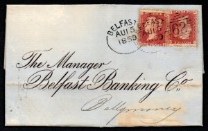 1859 EL to Ballymoney with two single 1d Stars LC, p. 14 Irish Spoon of Belfast