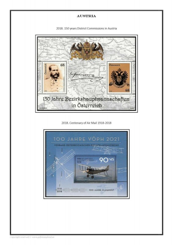 Austria 1850-2020 (2 albums) PDF STAMP ALBUM PAGES