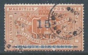 Mauritius #114 Used Diamond Jubilee Issue Surcharged