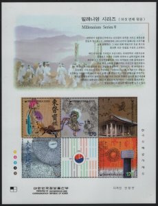 Korea South 2000 MNH Sc 1974 170w Late Choson Dynasty Sheet of 5 + label