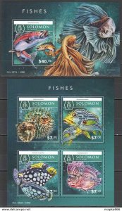 2015 Solomon Islands Fishes Marine Life Fauna #3411-15 1+1 ** Ls484