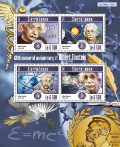 SIERRA LEONE - 2015 - Albert Einstein - Perf 4v Sheet -Mint Never Hinged