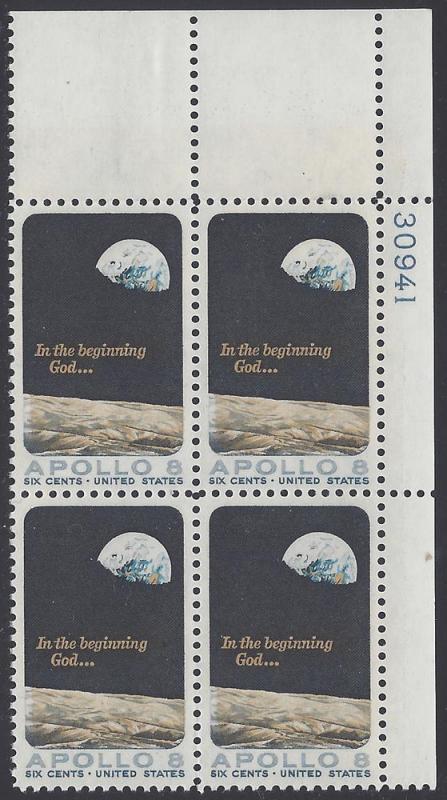#1371 6c Apollo 8 PB/4 1969 Mint NH