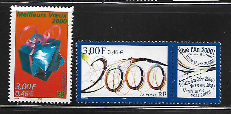 FRANCE 2745-2746 MNH C/SET BEST WISHES FOR 2000