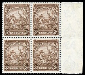 Barbados 1938 KGVI 3d brown LINE OVER HORSES HEAD variety MNH. SG 252,252a