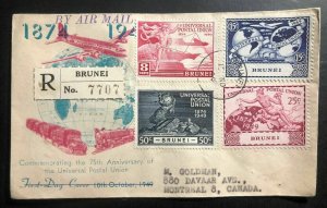 1949 Brunei Cover To Montreal Canada 75th Anniversary Universal Postal Union