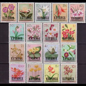 KATANGA 1960 - Scott# 18-34 Flowers Opt. Set of 17 NH