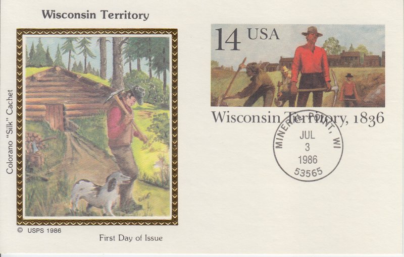 1986 United States Wisconsin Territory Post Card (Scott UX113) Colorano r  FDC