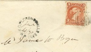 ?Only known copy W.O. FLORENCEVILLE EAST N.B. WAY OFFICE 1870 VictoriaWO Canada