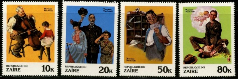 ZAIRE Sc#1005-12 1981 Norman Rockwell Art Complete Set OG Mint NH