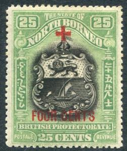 NORTH BORNEO-1918 25c & 4c Blue-Green Sg 247 LIGHTLY MOUNTED MINT  V20244