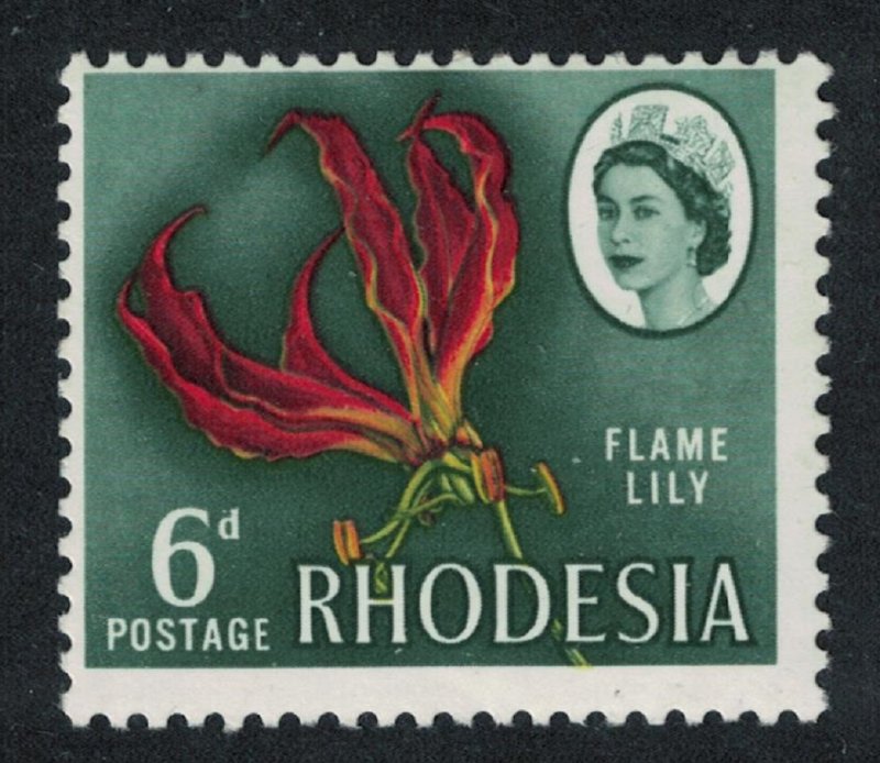 Rhodesia Flame Lily 6d Typo Printing perf 13?*13 Small Portrait SG#378