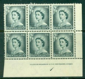 New Zealand 1954 QEII 1/2d Grey Plate 1 Block 6 MH/MUH Lot25321