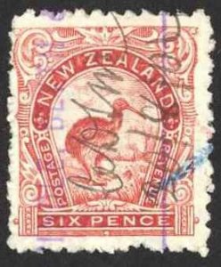 New Zealand Sc# 115 Used (a) 1902-1907 6p rose red Kiwi