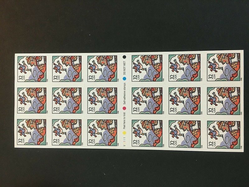 1996 ATM Booklet of 18 32-cent Christmas Self-adhesive stamps Sc# 3117a