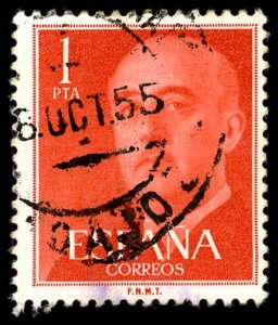 SPAIN Sc 825 USED - 1954 1p Gen. Francisco Franco