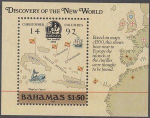 BAHAMAS Sc# 644 CPL MNH SOUVENIR SHEET 500th ANN of DISCOVERY of AMERICA