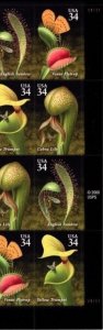 2001 34c Carnivorous Plants, Strip of 4 Scott 3528-31 Mint F/VF NH