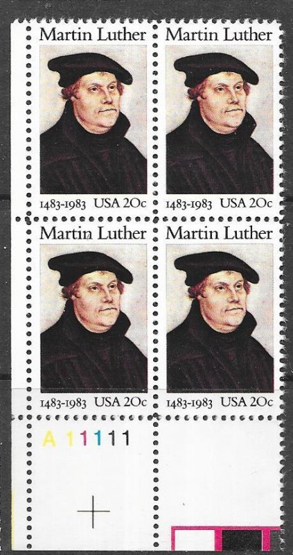 US#2065 -$0.20 Martin Luther Plate block of 4 (MNH) CV $2.00