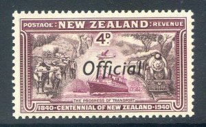 New Zealand 4d Chocolate and Lake SG0147 Mounted Mint