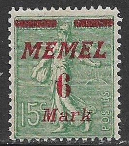 MEMEL 1922 6m on 15c SOWER Issue Sc 65 MH