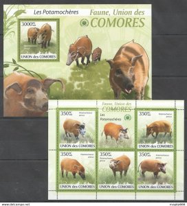 2009 Comoros Fauna Wild Animals Wild Pigs Potamocheres Kb+Bl ** Uc014