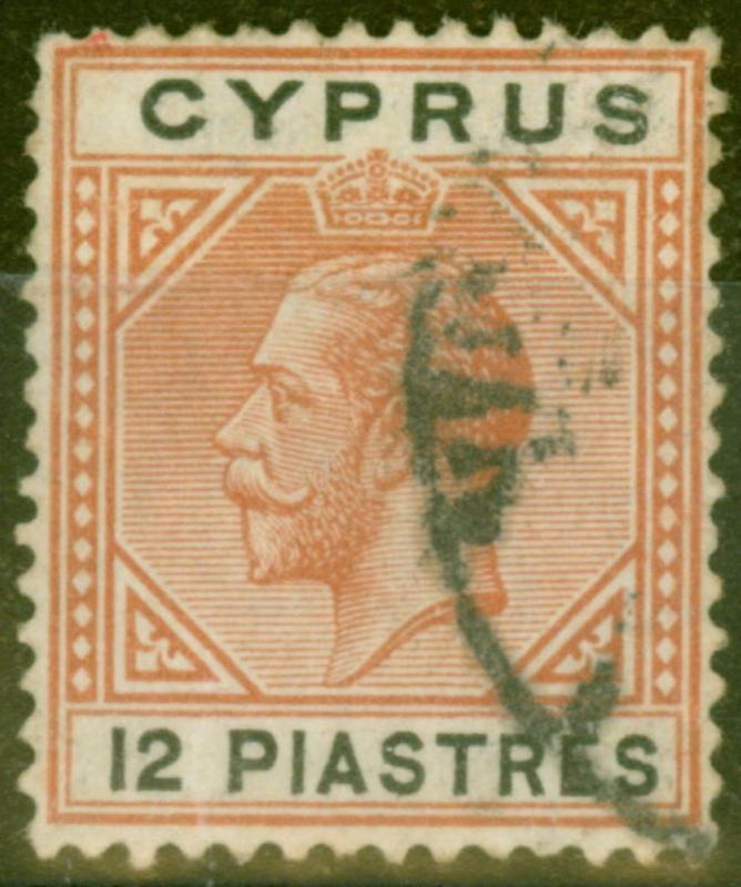 Cyprus 1913 12pi Chestnut & Black SG82 Fine Used