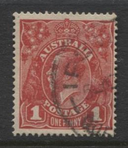 Australia - Scott 21 - KGV Head -1914 - FU - Wmk 9 - 1p Stamp