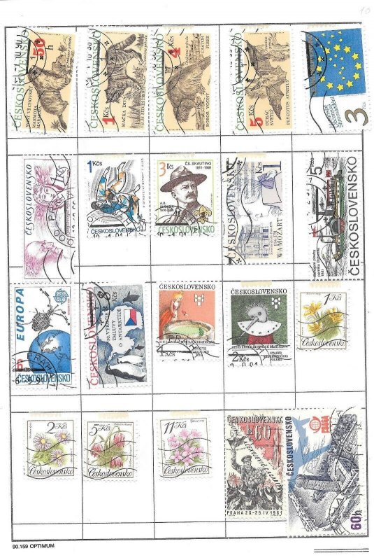 Czechoslovakia Mixture Page of 20 stamp Lot (myB2P10) Collection / Lot