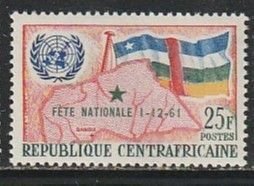 1961 Central African Rep - Sc 17 - MH VF - 1 single - Flag, map, UN emblem