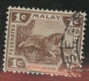 Malaya Scott 39 wmk 3 1906-1922 used Tiger stamp